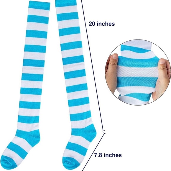 THIGH HIGH STRIPED SOCKS (1 PAIR ONLY) CHOOSE YOUR FAVORITE COLOR 💚💜🖤 - Picture 5 of 7